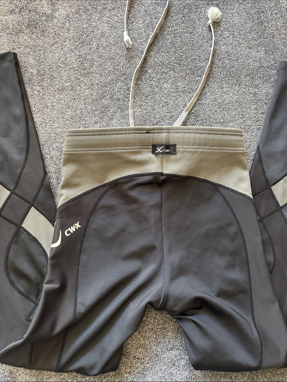 CW-X XS small Black and Olive Performance Leggings with Drawstring Waist
